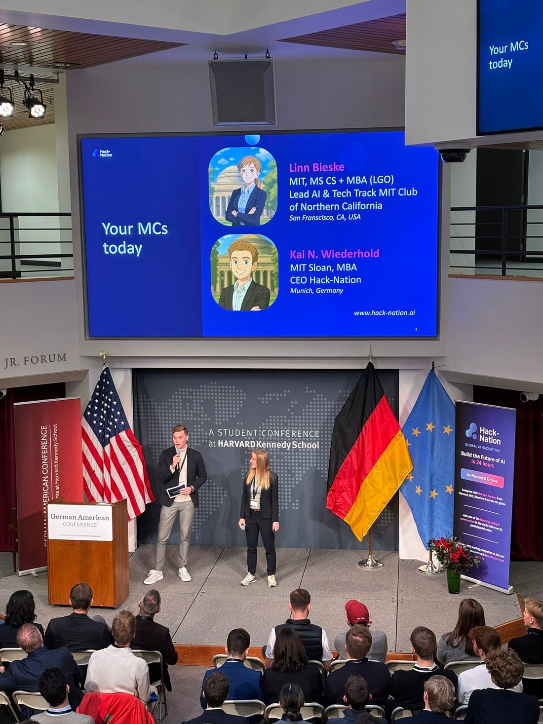 Kai hosting on stage at the German American Conference